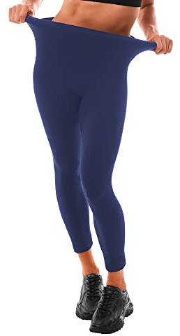 Leafigure Leggings Damen High Waist - Leggins Blickdicht Marineblau für Sport Gym Yoga L-XL