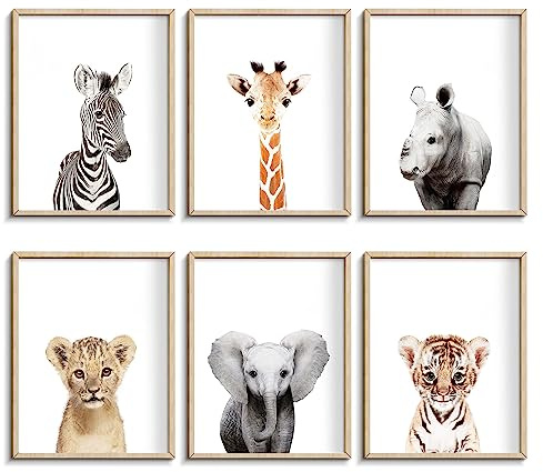 Wanddekoration für Kinderzimmer, Babyzimmer, Dschungel, Kinderzimmer, Tiere, niedliche Kinderzimmer-Safari-Dekoration, Baby-Schlafzimmer-Dekoration (20,3 x 25,4 cm, ungerahmt) (Dschungel)