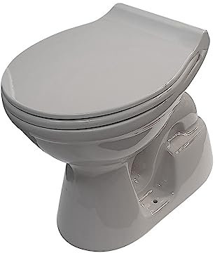 BELVIT Stand-WC Tiefspüler, Tiefspültechnik, Abgang Boden senkrecht, 39x35x55,5 cm, Sanitärkeramik, Manhattan Grau, bodenstehend, Softclose-Deckel, TÜV geprüft, Lochabstände 16 cm, 28 cm