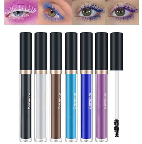 Bunte Wimperntusche Wasserfest, 6 Farben Colorful Mascara Set, Volumizing & Curling Wimperntusche Lange Wimpern, Wischfest & Schweißresistent Wimpern Färben Set, Langlebig Augen Make-Up