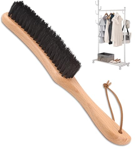 1 Pcs Clothes Brush,Reusable Boar Bristle Lint Brush with Wooden Handle,Reusable Clothes Brush for Fabrics to Easily Remove Fluff, Fuzz, Dust, Lint, and Pet Hair To Your Garments