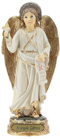 Holyart Statue in resina e PVC: Arcangelo Gabriele bianco oro statua resina 12 cm