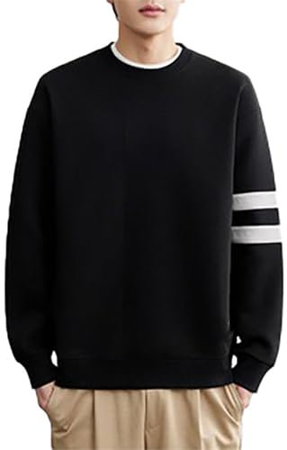 Seiizaa Sudadera de Felpa Superior cálida para Hombre, Ropa de Abrigo Informal de Invierno, Sudadera de Punto-Black-M