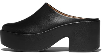 Fitflop Mules da Donna con Tacco in Pelle Platfforms, Tutto Nero, 39 EU