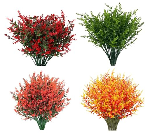 SHUOHONG 12 Bündel Kunstblumen Herbst Deko, Herbstblumen Künstlich, Künstliche Blumen, Künstlich Eukalyptus, Herbstlaub Dekozweige Gelb für Herbstdeko Innen Draußen Fensterbank Deko (B)