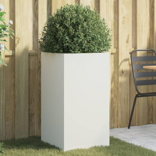 CKioict Porta piante da interno Vasi alti da esterno Fioriere da esterno grandi Fioriera Bianca 42x38x75 cm in Acciaio Per Piante,Fiori,Frutta e Verdura