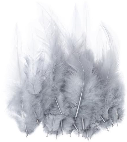 PATIKIL 3-5 Inch Rooster Feathers, 100 Pack Bulk Natural Feathers for Crafts Colorful Fluffy Craft Feathers for Dream Catcher Handwork Clothing Costumes Wedding, Grey
