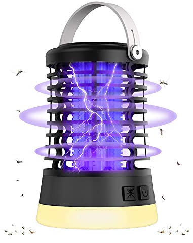 Insektenvernichter Elektrisch Mückenschutz Fliegenfalle, Wasserdicht IPX6, Mückenlampe mit USB-C Ladung für Camping Garten Balkon Schlafzimmer, Mückenfalle mit Aufhängehaken