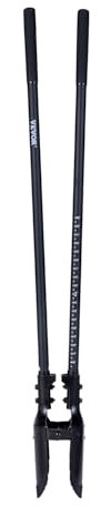 VEVOR Post Hole Digger, Heavy Duty Post Hole Digger with Fiberglass Handle, Manual Hole Digger with Scale Markings and Metal Blade, Post Hole Digger Tool for Digging Gardening and Outdoors, 57.5-Inch