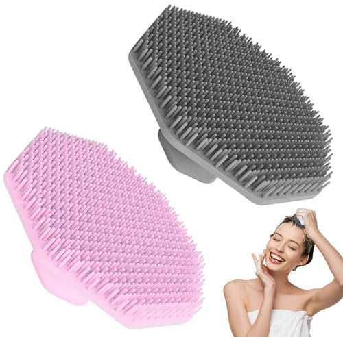 KEYRI 2 Pezzi Silicone Spazzola Detergente con Manici Spazzola per il Corpo Spazzola Esfoliante Corpo per Pulizia Profonda, Bagno e Sauna Spazzola Scrub per Donne e Uomini (1 Nero, 1 Rosa)