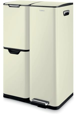 Tower T838024C Pattumiera a Pedale, Acciaio, Crema