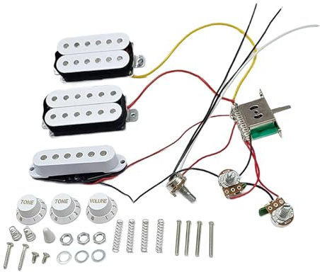 HSH Ensemble de micros de guitare avec faisceau de câblage pré-câblé pour une installation facile et des micros de guitare à bobine unique