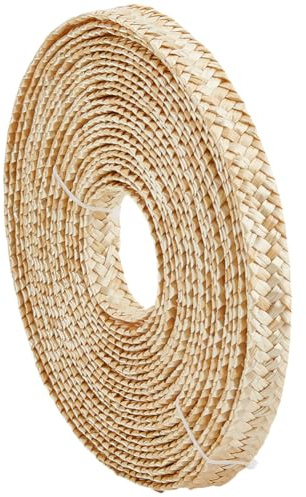 BENECREAT Cinta de paja de trigo de 12 m para hacer sombreros, 21 mm de ancho, cinta trenzada de paja para hacer sombreros, accesorios de manualidades, color almendra blanqueada