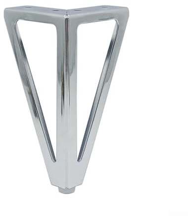 Gambe di ricambio per mobili, confezione da 4 piedini in metallo, alti 15,2 cm, con design cavo triangolare e tappetini per la riduzione del rumore, per divani, letti, armadi e tavoli (cromate)