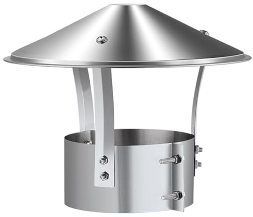 Stainless Steel Cone Cap, Bolt-On Chimney Cover Adjustable Clamp Universal Roof Cap, Fireplaces Rain Hat Pipe Rain Cover Protector, for Outside Flue(170mm)