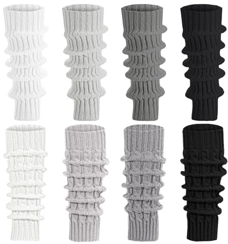 8 Paar Stulpen Damen, Gestrickte Beinstulpen, Leg Warmers Mit Rippendesign, Bequem Beinwärmer für Frauen Mädchen, Stulpensocken & Wadenwärmer für Winter, Fitness,Tanz Ideal als Geschenk zum Muttertag