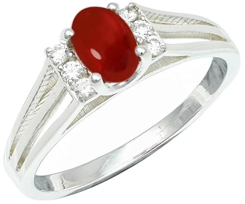SILVERTROVE Ädelsten 925 sterlingsilver snygg handgjord band ring presentartiklar män och kvinnor smycken CRG1241AA, Ädelmetall Ädelsten, Laboratorieodlad Karneol