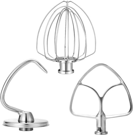 Confezione da 3 pezzi, include 6 fruste a filo, frusta piatta, gancio for impastare for planetaria 4,5