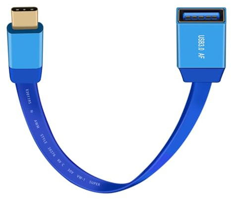 YINGAYOU Cable Tipo C USB Hembra 10Gbps Cable Female USB to USB C Cable 3.0 60W 30V 3A para Ordenadores Portátiles, Tabletas y Teléfonos Inteligentes (Azul 20 cm)