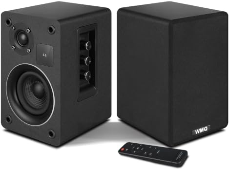 WMQ Active Bookshelf Speakers, 60W Computer Speaker With 3.5 Inch Carbon Fiber Woofer, External TV Speakers With Bluetooth 5.3, USB-C, AUX/RCA Input For PC/Turntable (Black)