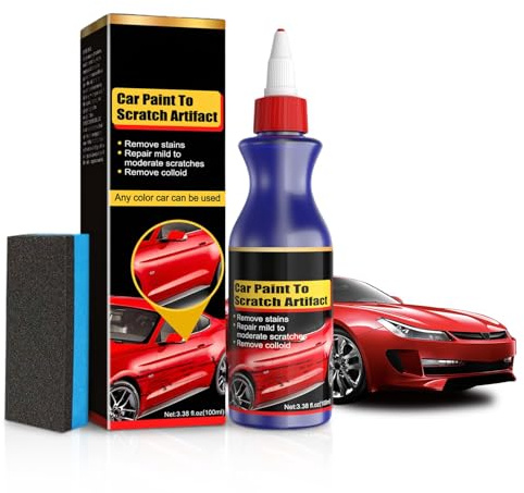 Quita Arañazos Coche con Esponja, Reparador Rayones Auto 100 ml, Abrillantador Vehículo para Micro Marcas y Restaurador Pintura, Uso Diario(B)