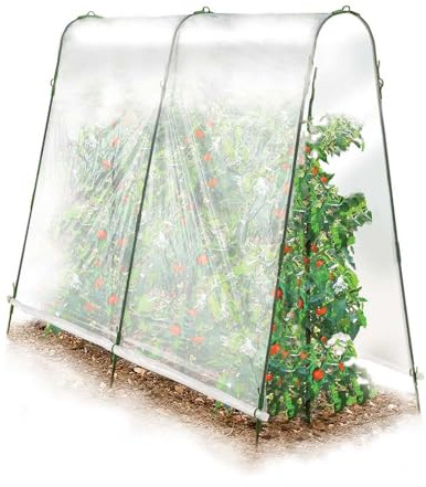 Terre Jardin Serre à Tomates Lot de 2 avec Bâche, Acier et Polypropylène | Lot de 2 serres à tomates avec bâche translucide, structure acier et polypropylène - dimensions par serre 200 x 120 x 182 cm
