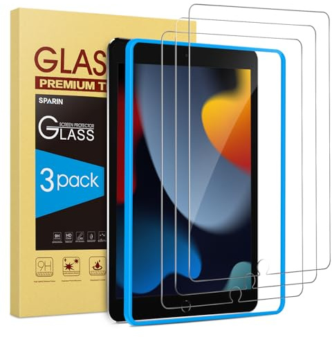 SPARIN 3 Pack Screen Protector for iPad 9th 8th 7th Generation 10.2 inch, Tempered Glass Compatible with iPad 9 8 7 (2021 2020 2019 Model)