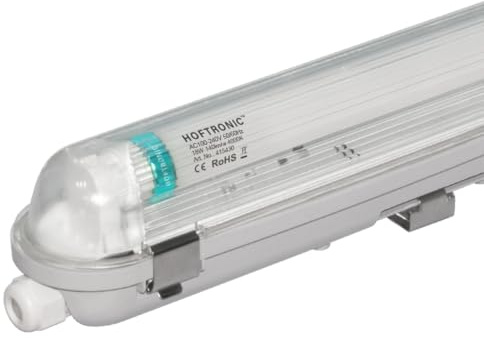 HOFTRONIC - LED-Feuchtraumleuchte 60 cm 4000K 9W 1260lm 140lm/W Inkl. flimmerfreie LED Röhren verlinkbar Werkstattlampe IP65 Wasserfest Wannenleuchte kellerleuchte