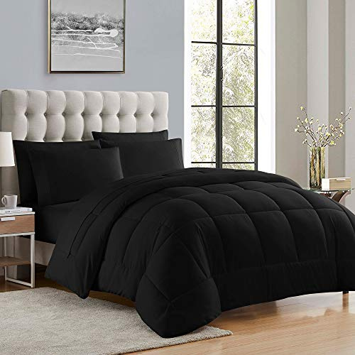 Sweet Home Collection Luxurious Plush Loft Microfiber Fill Duvet Insert Bedding, Polyester, Black, King