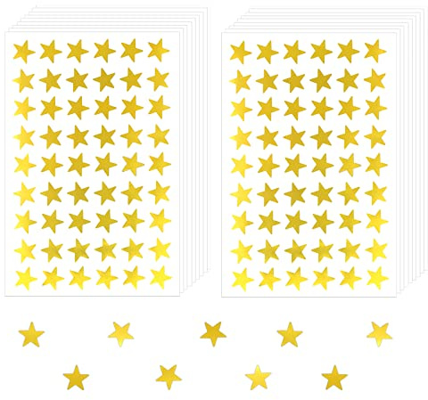 AIEX 1620 st 1,5 cm stjärnbelöningsklistermärken, avtagbara ministjärnklistermärken för studenter, lärare, barn (guld)