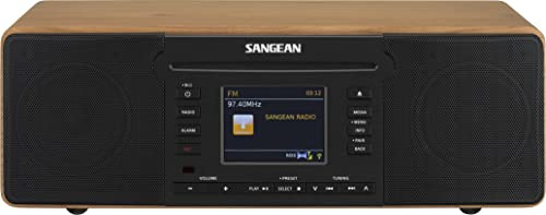 SANGEAN DDR-66 BT Kompaktes All-in-One System mit Internet-Radio, Musik-Streaming, DAB+, FM, AUX, USB – Einfache Bedienung via Control-App, Walnut