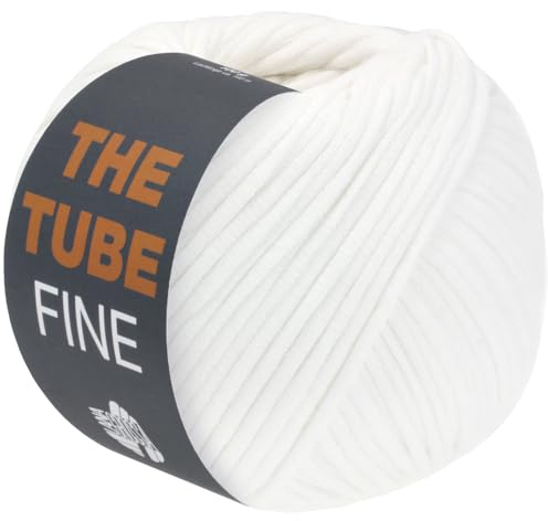 LANA GROSSA The Tube Fine | Dünnes, gefülltes Baumwollschlauchbändchen - ideal für Dekoartikel & Taschen | Handstrickgarn aus Baumwolle & Polyamid | 100g Wolle zum Stricken & Häkeln | 140m Garn FB101