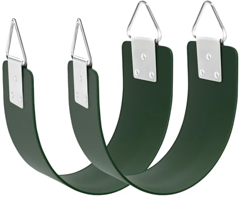 2 Pcs Swing Seat with Metal Triangle Ring 30.4 x 5.9 Inch, Heavy Duty Swing Set Replacement Accessories for Kids & Adults Outdoor, Playground,Trees, Backyard- Green (Support 300LB)
