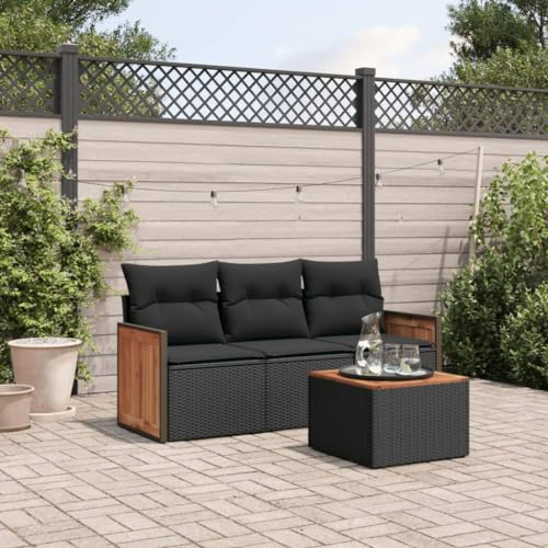 Festnight Gartensofa Rattan Sofa 3 Sitzer mit Stauraum Balkon Lounge Klein Balkon Sofa Rattansofa Gartenlounge Lounge Sofa Outdoor Couch Polyrattan Balkonmöbel Gartenmöbel