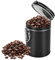 Boîte à café hermétique en acier inoxydable - 450 ml - Avec valve de sortie - Pour café, thé, noix, cacao - Noir