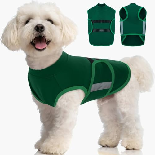 MIGOHI Hunde-Angstlinderungsmantel, bequeme Angstweste für Hunde, verstellbar, beruhigender Wickel für Feuerwerk, Gewitter, Reisen, Trennung, Angstjacke für mittelgroße Hunde, M, Grün