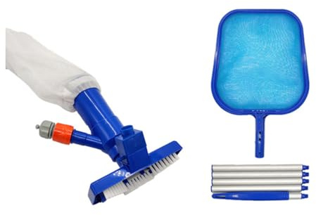 VICASKY 1 Set Pool Vacuum Cleaner Kit with Fine Mesh Skimmer Blue Includes Telescopic Rod for Efficient Swimming Pool and Cleaning