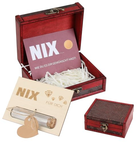 Schatztruhe aus Holz mit Karte, Geldverpackung, lustige und originelle Geschenke für Damen und Herren, Geburtstag, einzigartige Geschenkidee für Paare, Freund oder Kollege