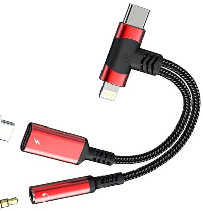 USB C to 3.5mm Jack Adapter (2in2) AUX Lightning Cable Audio for iPhone 17 16 15 14 Pro Max Compatible with Samsung S25 S24 Headphones Splitter Adaptor Type C Charger for Apple Earphones Plug for iPad