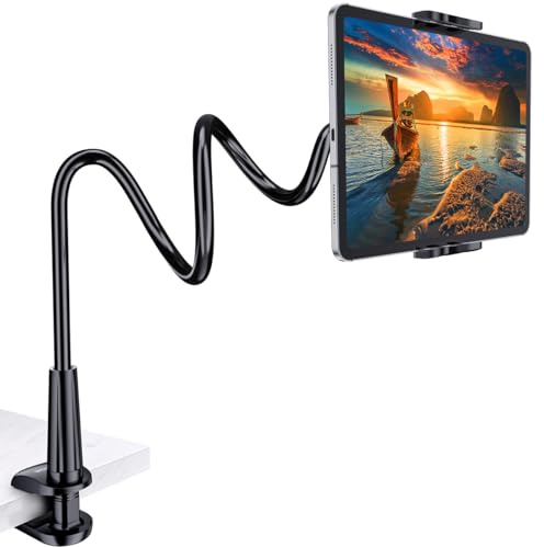 TRYONE Supporto Tablet, Collo Oca Supporto Regolabile - Supporto per Tablet/iPad/iPhone/Switch/Samsung Tab/Huawei Mediapad/Kindle e Altri, Lunghezza Complessiva 30 Pollici(Nero)