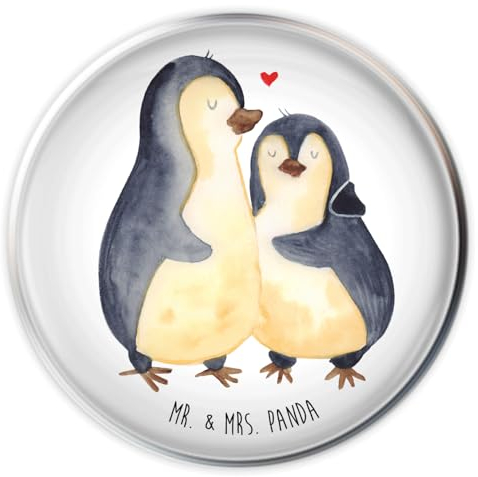 Mr. & Mrs. Panda Ablaufgarnitur Pinguin umarmen - Geschenk, Liebe, Hochzeit, Umarmung Verliebt, Abfluss Stopfen, Stöpsel Waschbecken, glücklich, Verknallt