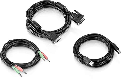 TRENDnet, TK-CD15, Kit Cavi DVI-I, USB e Audio KVM da 15 Piedi, collega Un Computer DVI allo Switch KVM TK-232DV, Mouse/Tastiera USB, DVI-I e connessioni Audio da 3,5 mm