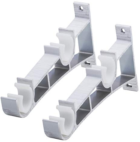 VOSAREA Soporte de Barra de Cortina de aleación de Aluminio de 2 Piezas Doble Soporte para Barra de Cortina ()