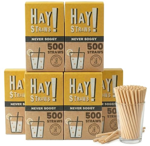 HAY! Straws Pajitas naturales biodegradables - Estuche completo 3000 pajitas … (Cocktail 5 pulgadas)