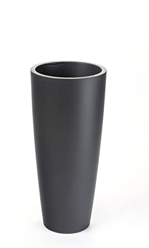 wonido Blumentopf/Pflanztopf, Höhe 85 cm, Ø 38, anthrazit, matt, 18 l Inhalt, mit herausnehmbarem Pflanz-Einsatz, für Innen und Außen, aus hochwertigem Polypropylen