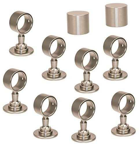 2 Endkappen und 8 Seilträger Nickel matt für 40mm Handlaufseil