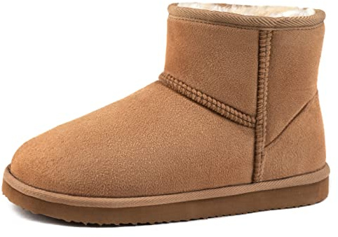 Zizor Women's Cozy Short Bootie Slippers, Winter Warm Hard Bottom House Shoes with Fuzzy Lining, Brown, 8 M US