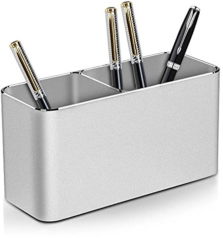 VAYDEER Metall Stifthalter Aluminium Stifteköcher Bleistifthalter für Schreibtisch Organizer Pinselhalter für Büro, Schule - Silber