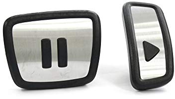 Volkswagen 10A723001 Pedalkappen Play & Pause Design Button Edelstahl Kappen Gaspedal Bremspedal, 2-teilig