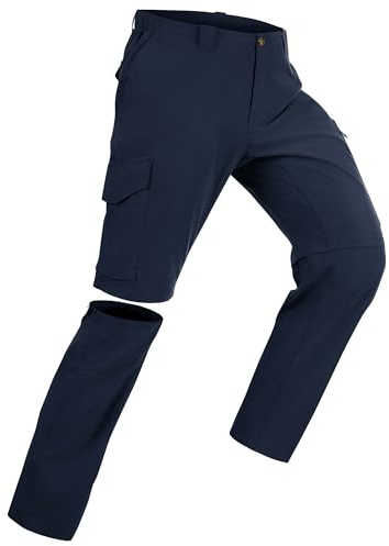 33 000 fot vandringsbyxor herr dragkedja off-vandringsbyxor, ventilerande avtagbara stretch sportbyxor med 6 fickor, sommarbyxor, snabbtorkande lätta korta byxor för vandring cykel, Marinblå, 34W x